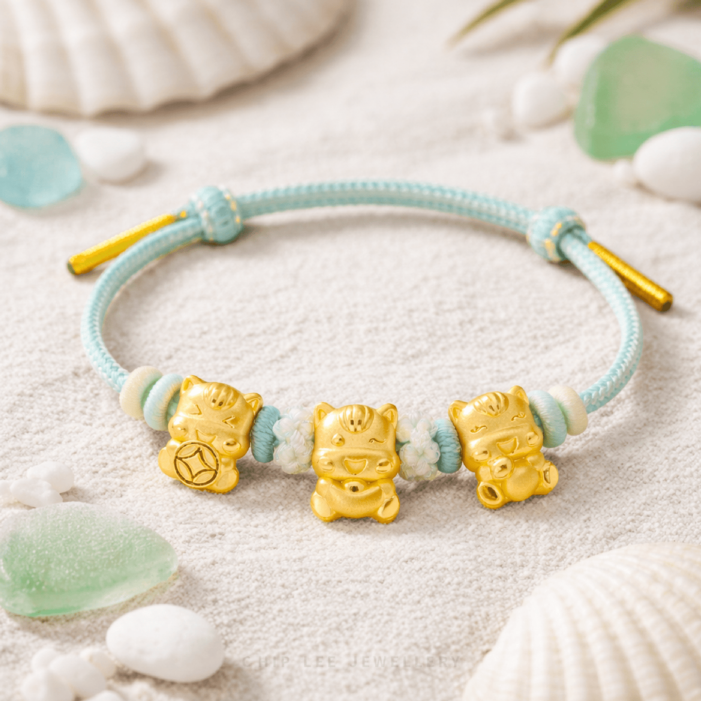 999 Golden Blessing Harmony Horse Charms Adjustable Kids Bracelet