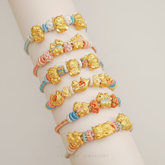 999 Golden Blessing Harmony Horse Charms Adjustable Kids Bracelet