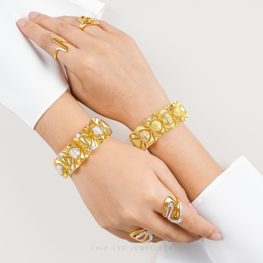 Duo Tone Intricate Disc Bracelet