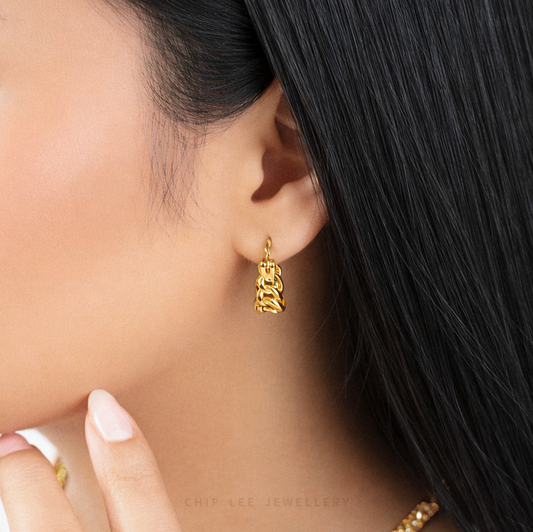 Cuban Link Hoop Earrings