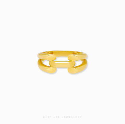 Gold ring on a white background with 'Chop Lee Jewellery' branding.