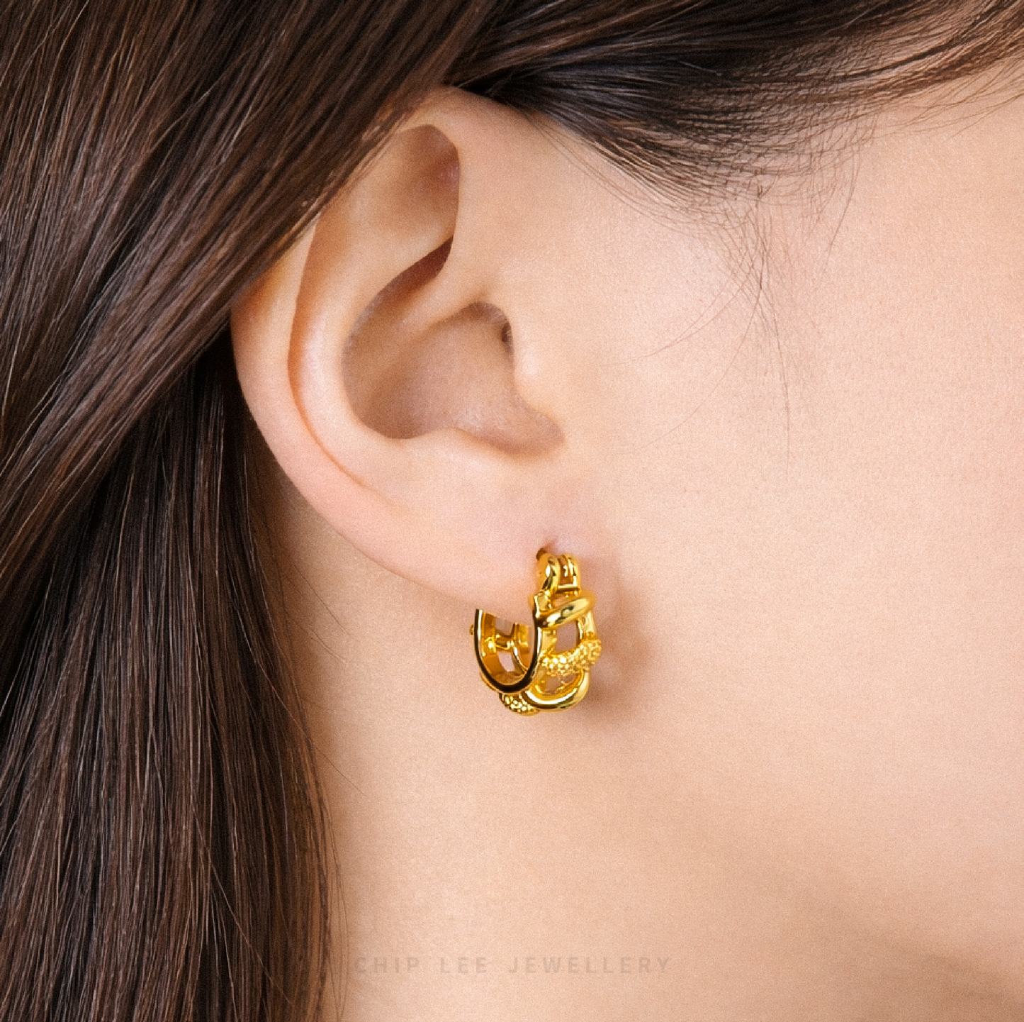 Intertwined Curb Chain Hoop Earrings
