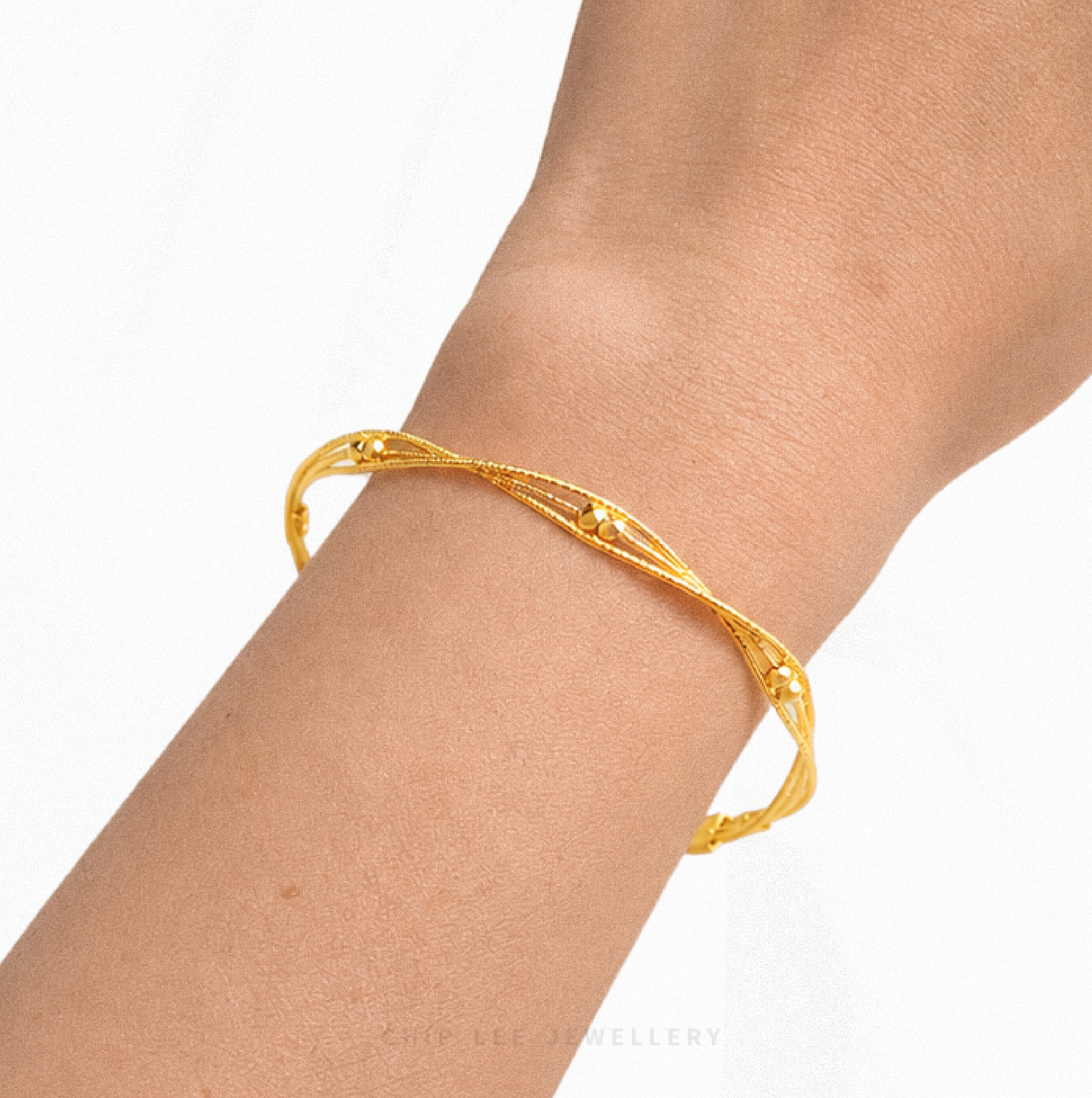 999 Pure Gold Sphere Twisted Rope Bracelet