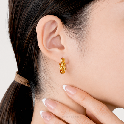 999 Pure Gold Braided Hoop Earrings