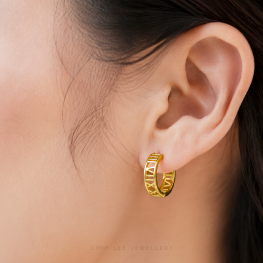 Roman Numerals Hoop Earrings