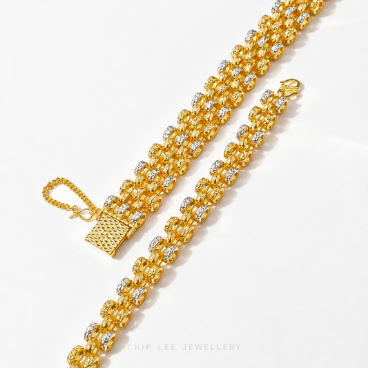 Duo Tone Lattice Bracelet | 3-Row