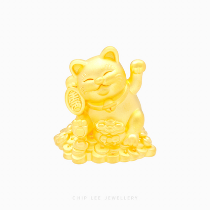 999 Pure Gold Fortune Cat Figurine