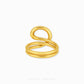 close-up 22K gold abstract loop ring with polished finish