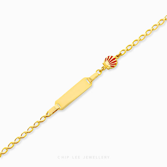 Seashell Baby Bracelet by Chip Lee Jewellery, 916 gold, featuring a seashell charm, symbolizing purity and protection for newborns.