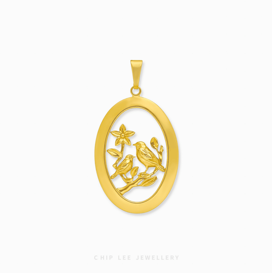 Songbirds of Harmony Pendant with two detailed birds, elegant design, meaningful women’s jewelry, perfect for gifts or daily wear