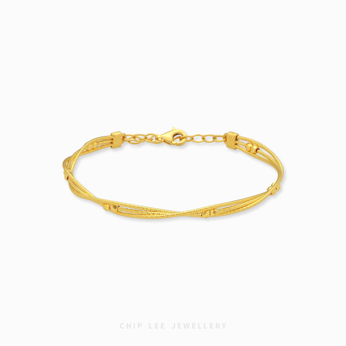 999 gold sphere twisted rope bracelet with bead accents