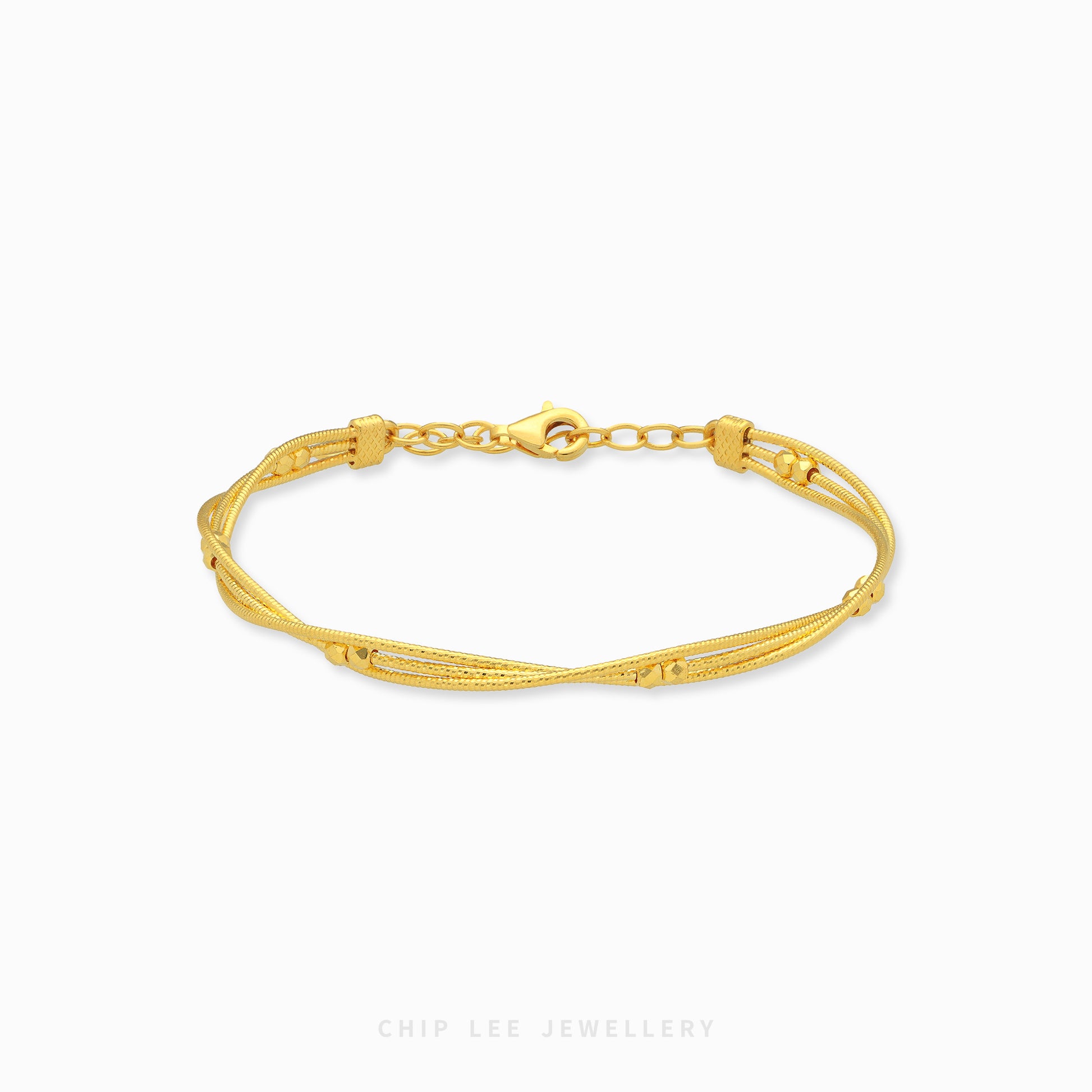 999 gold sphere twisted rope bracelet with bead accents