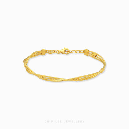 999 gold sphere twisted rope bracelet with bead accents
