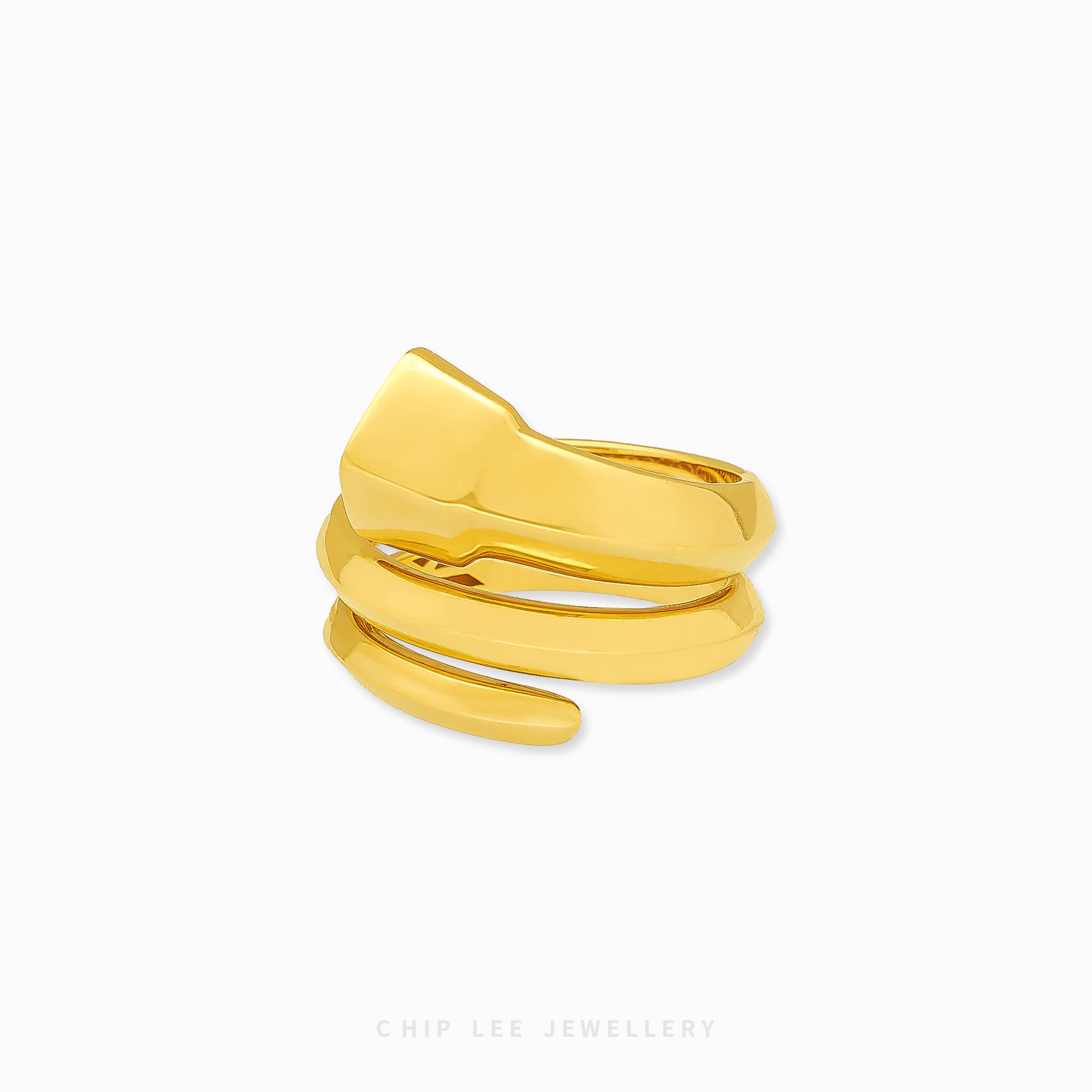 Spiral Nail Ring in 916 gold by Chip Lee Jewellery Singapore – sleek nail-inspired spiral band design merging edgy style with elegant craftsmanship.