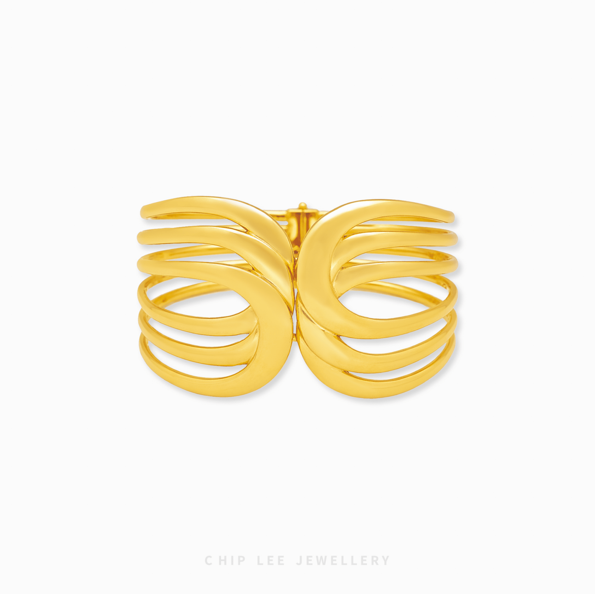 Spiral Statement Bangle with sculptural spiral design, bold curves, modern elegant women’s jewelry bracelet