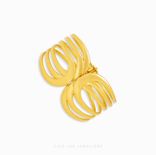 Spiral Statement Bangle with sculptural spiral design, bold curves, modern elegant women’s jewelry bracelet