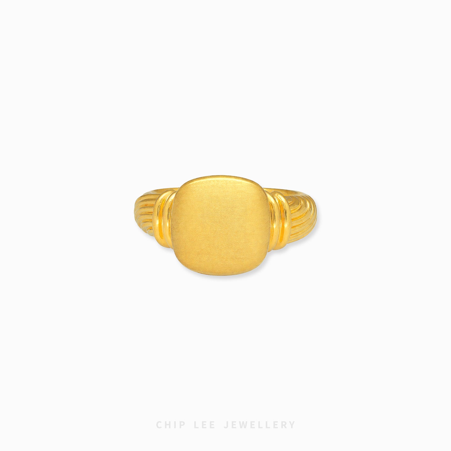 Square signet ring in polished gold minimalist design