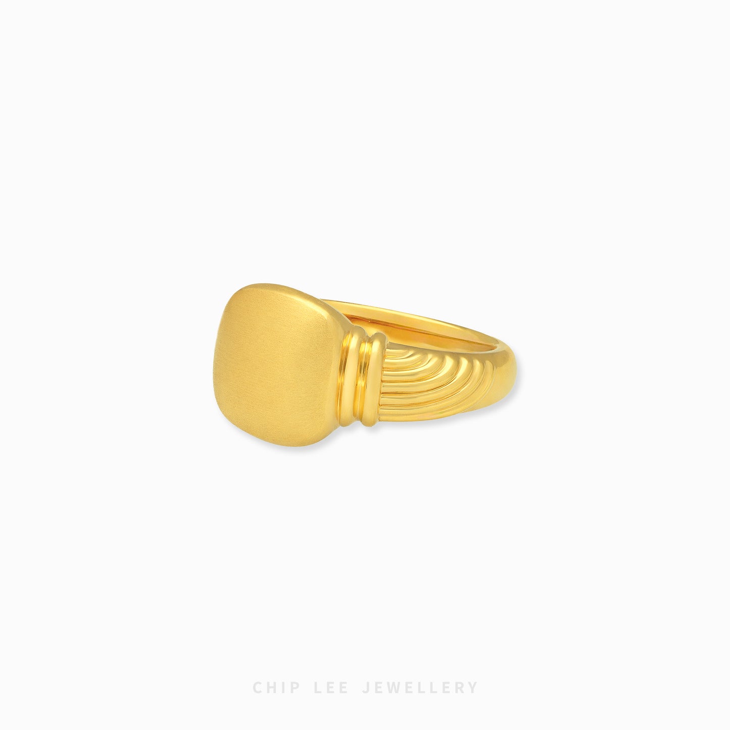 Square signet ring in polished gold minimalist design
