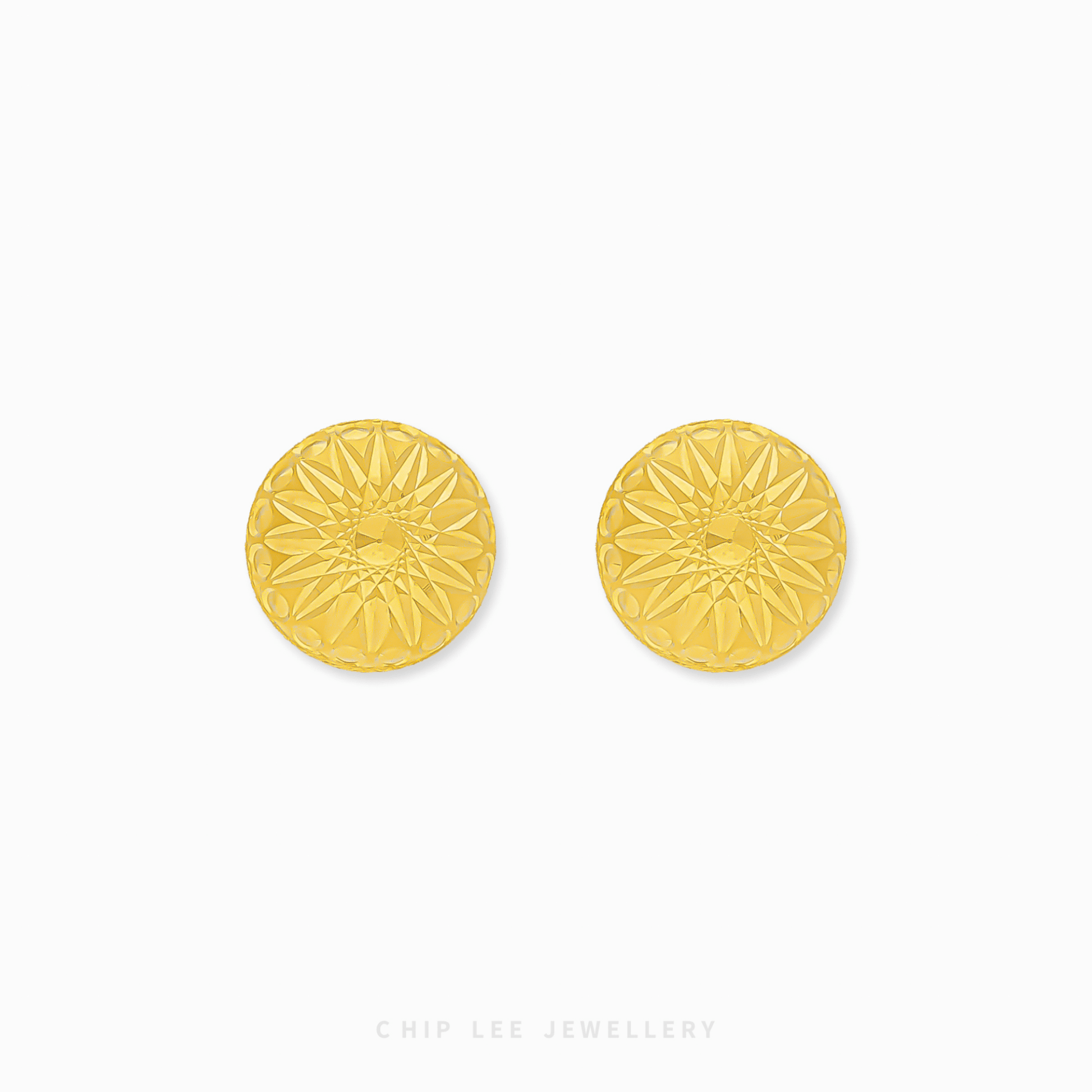 Chip Lee Jewellery Starburst Stud Earrings in 916 gold. Celestial-inspired luxury studs for women. Perfect everyday accessory.