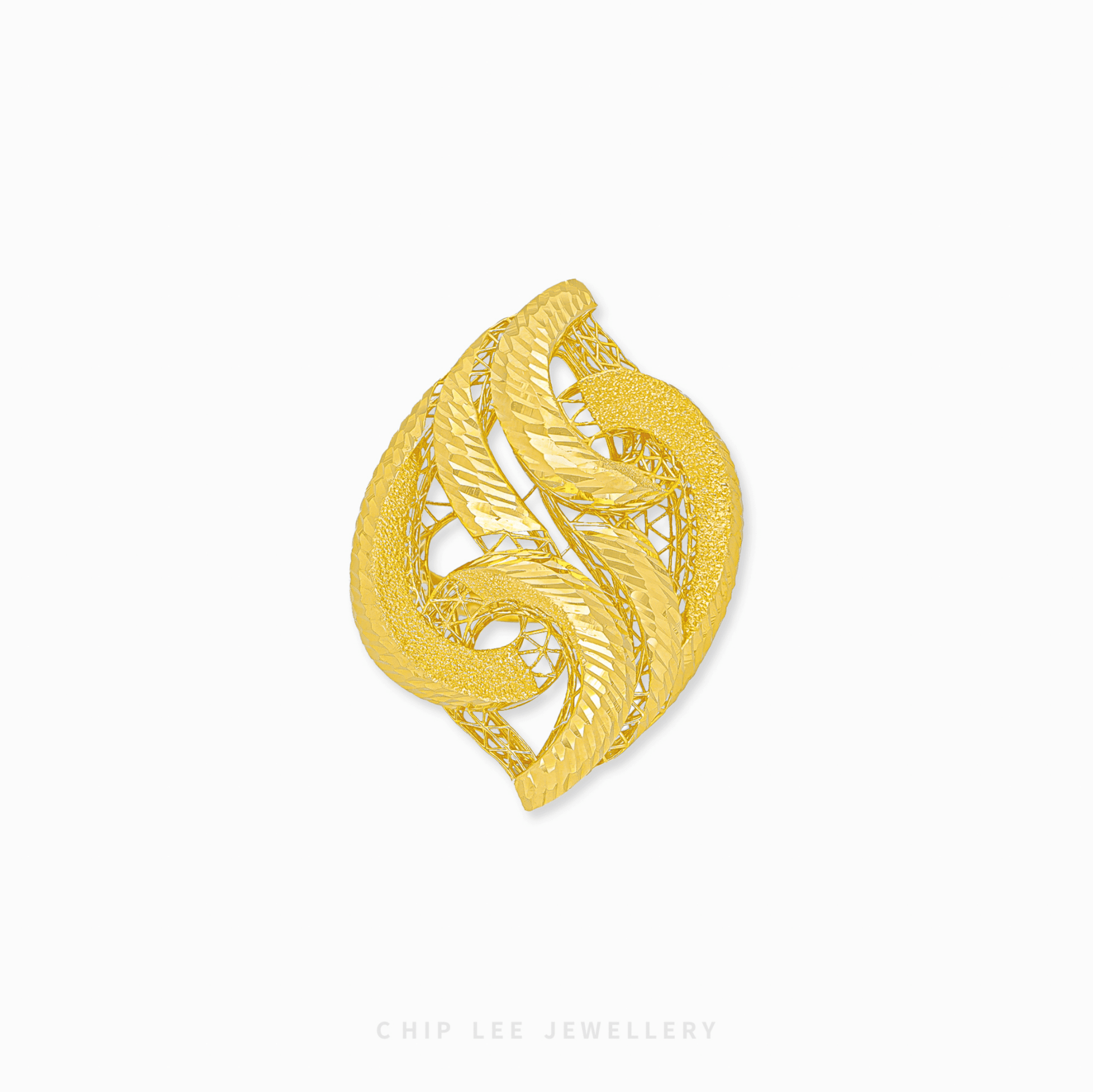 Bold 916 gold Statement Dewdrop Ring from Chip Lee Jewellery Singapore.