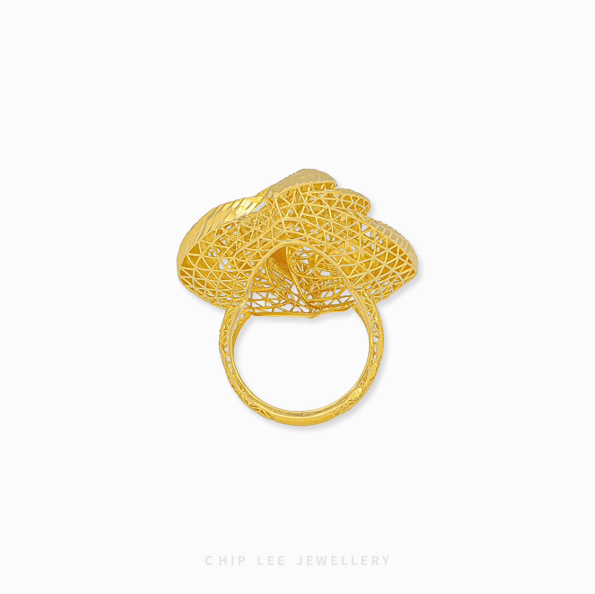 Bold 916 gold Statement Dewdrop Ring from Chip Lee Jewellery Singapore.