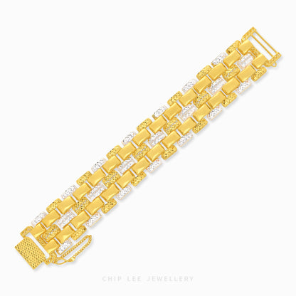 Statement Duo Tone H-Link Bracelet featuring bold structured H-shaped links with a modern dual-tone finish