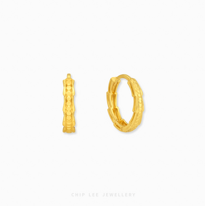 Gold bamboo hoop earrings with studded design modern jewelry