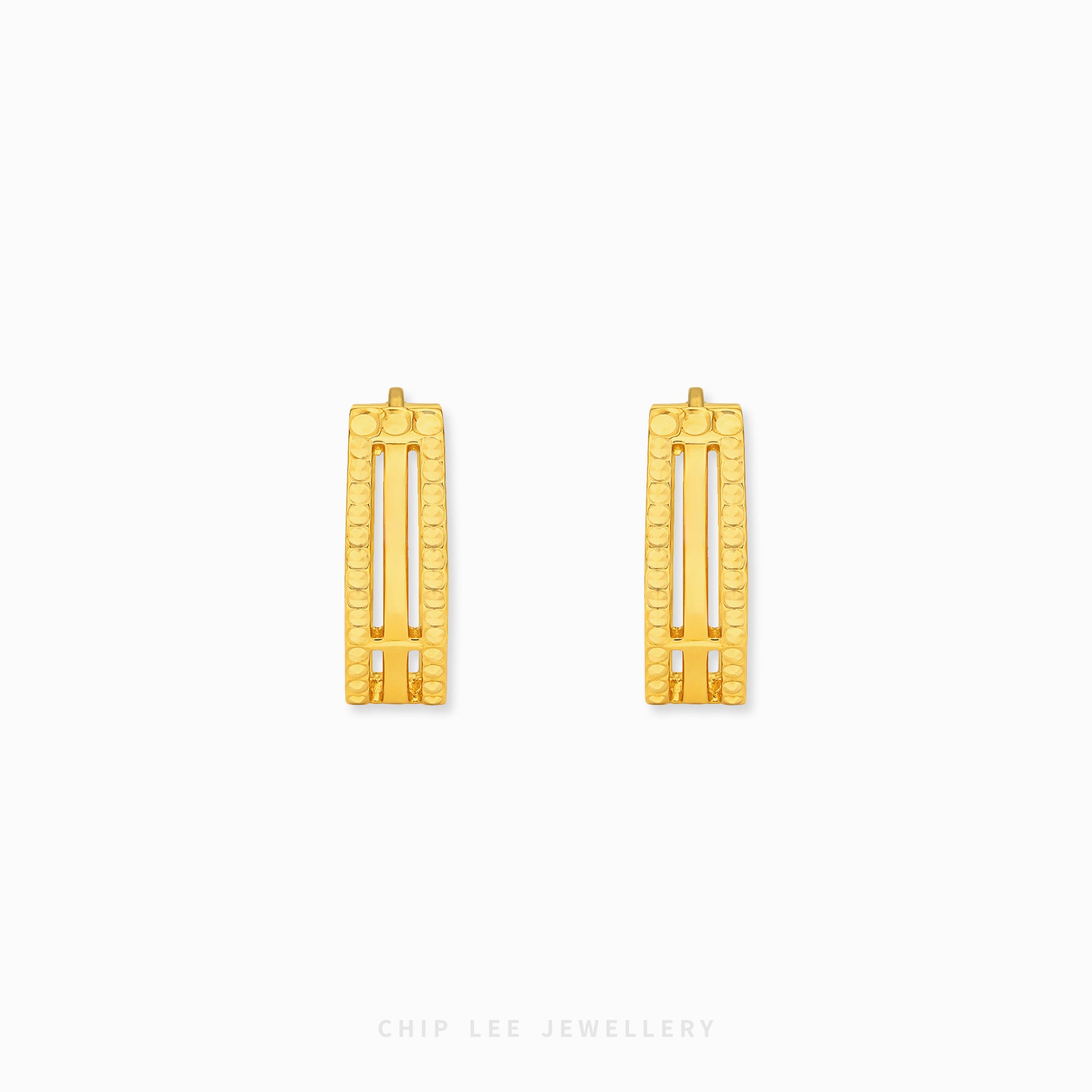 916 gold hexagon hoop earrings geometric studded design