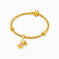 A gold-plated snake-braided bracelet with a small bear charm featuring a pink heart-shaped gemstone, displayed on a clean white background with the brand name 'CHIP LEE JEWELLERY' printed at the bottom.