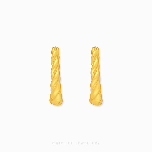 999 Gold Classic Twist Hoop Earring