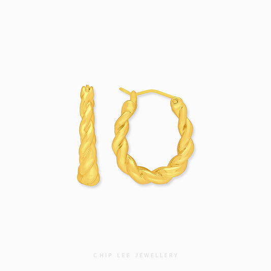 999 Gold Classic Twist Hoop Earring