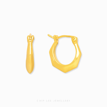 999 Pure Gold Angular Hoop Earrings