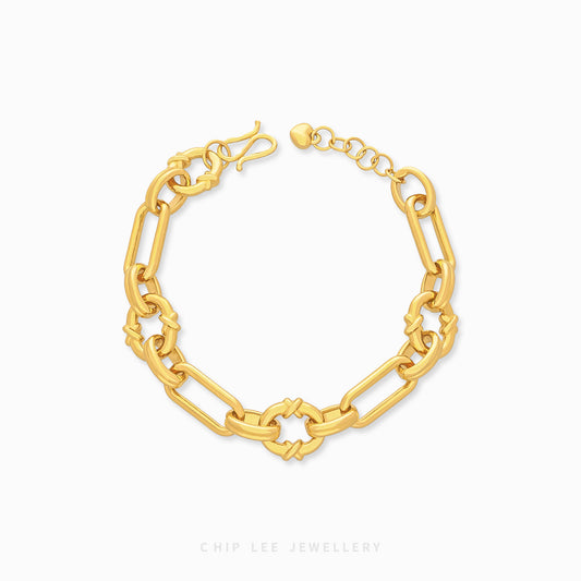 999 Pure Gold Mixed Link Chain Bracelet