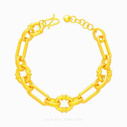 999 Pure Gold Mixed Link Chain Bracelet