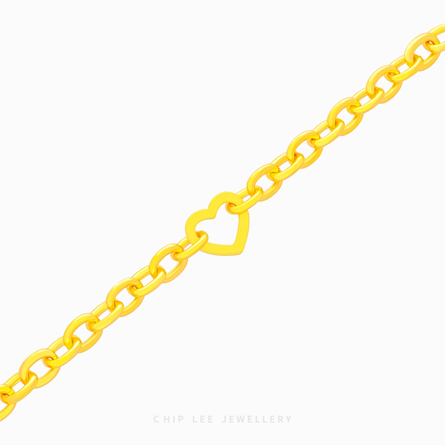 999 Pure Gold Hollow Heart Bracelet