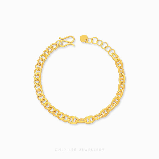 999 Pure Gold Mixed Link Chain Bracelet