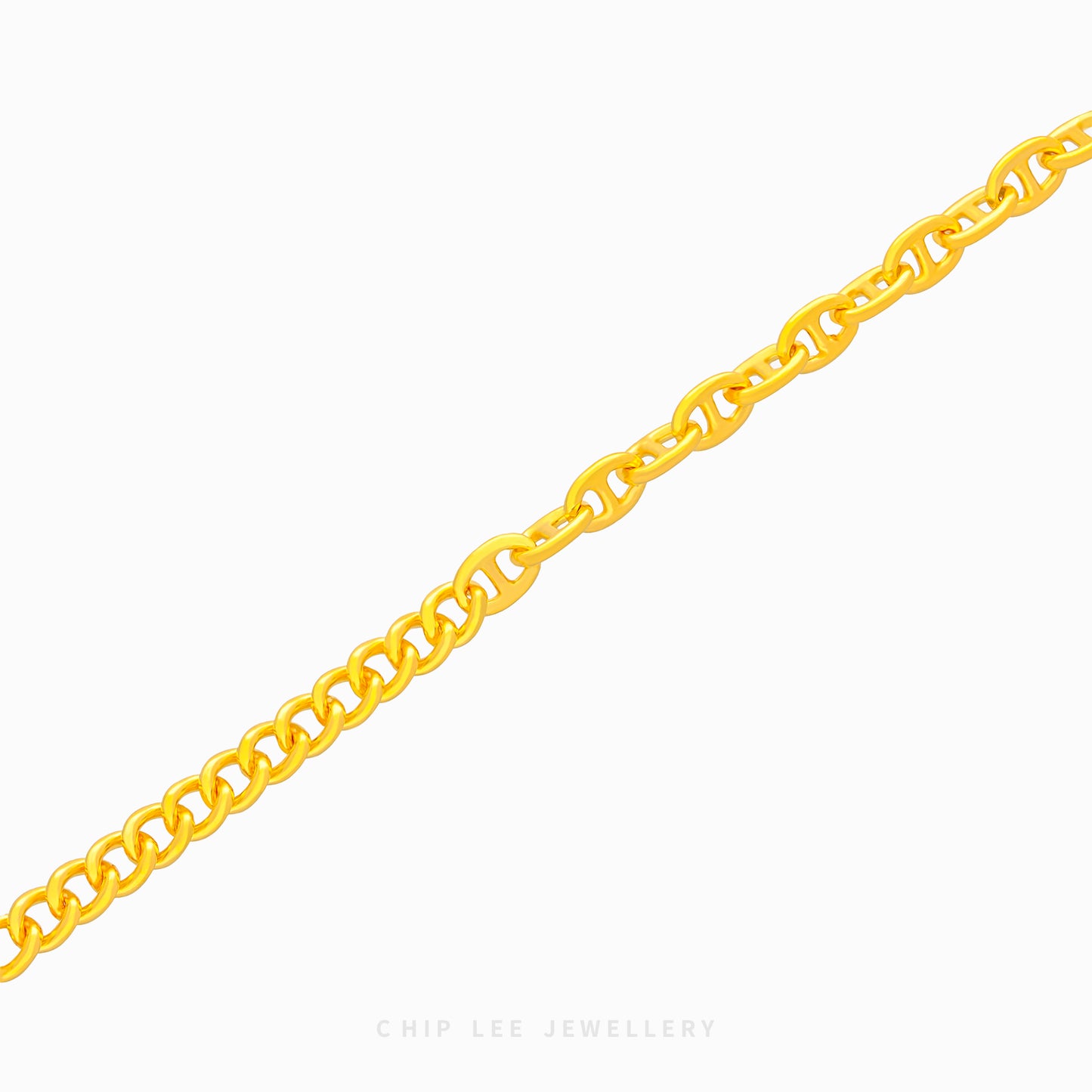 999 Pure Gold Mixed Link Chain Bracelet