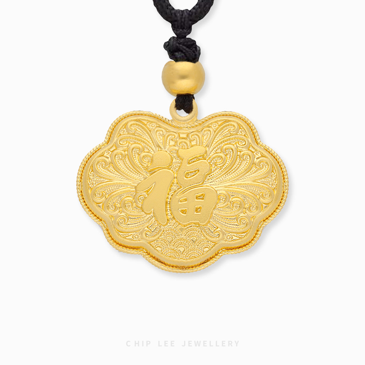 999 Pure Gold Flora Fortune (福) Rope Necklace | Gu Fa Jin (古法金) Collection