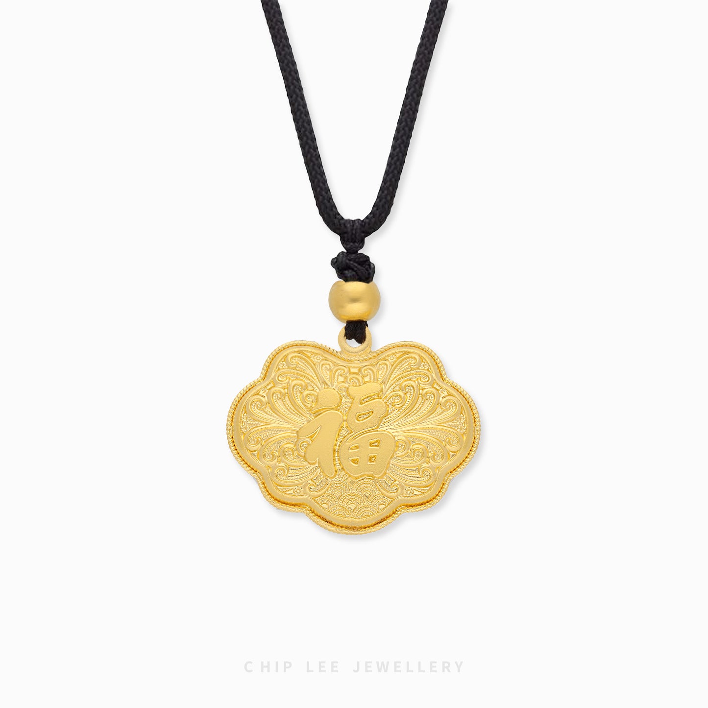 999 Pure Gold Flora Fortune (福) Rope Necklace | Gu Fa Jin (古法金) Collection