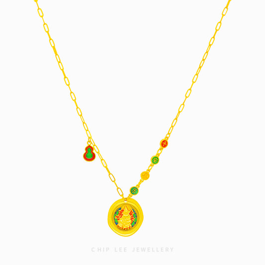 999 Pure Gold Peace and Joy (平安喜乐) Ping An Xi Le Necklace | Gu Fa Jin (古法金) Collection