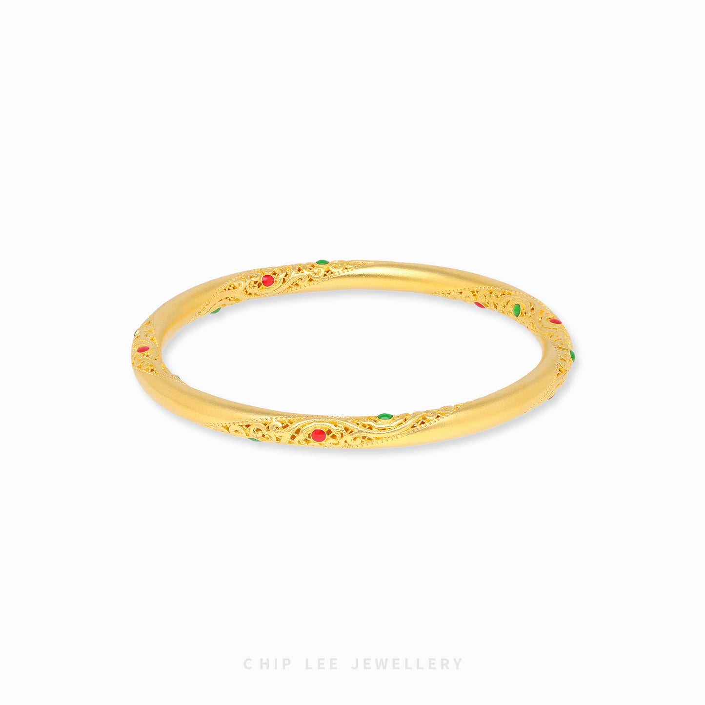 999 Pure Gold Nezha (哪吒) Red and Green Qiankun Circle Bangle | Gu Fa Jin (古法金) Collection