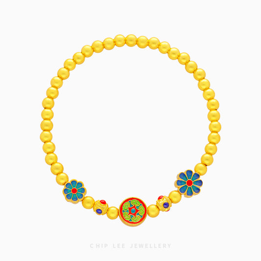 999 Pure Gold Flora Beaded Bracelet | Gu Fa Jin (古法金) Collection