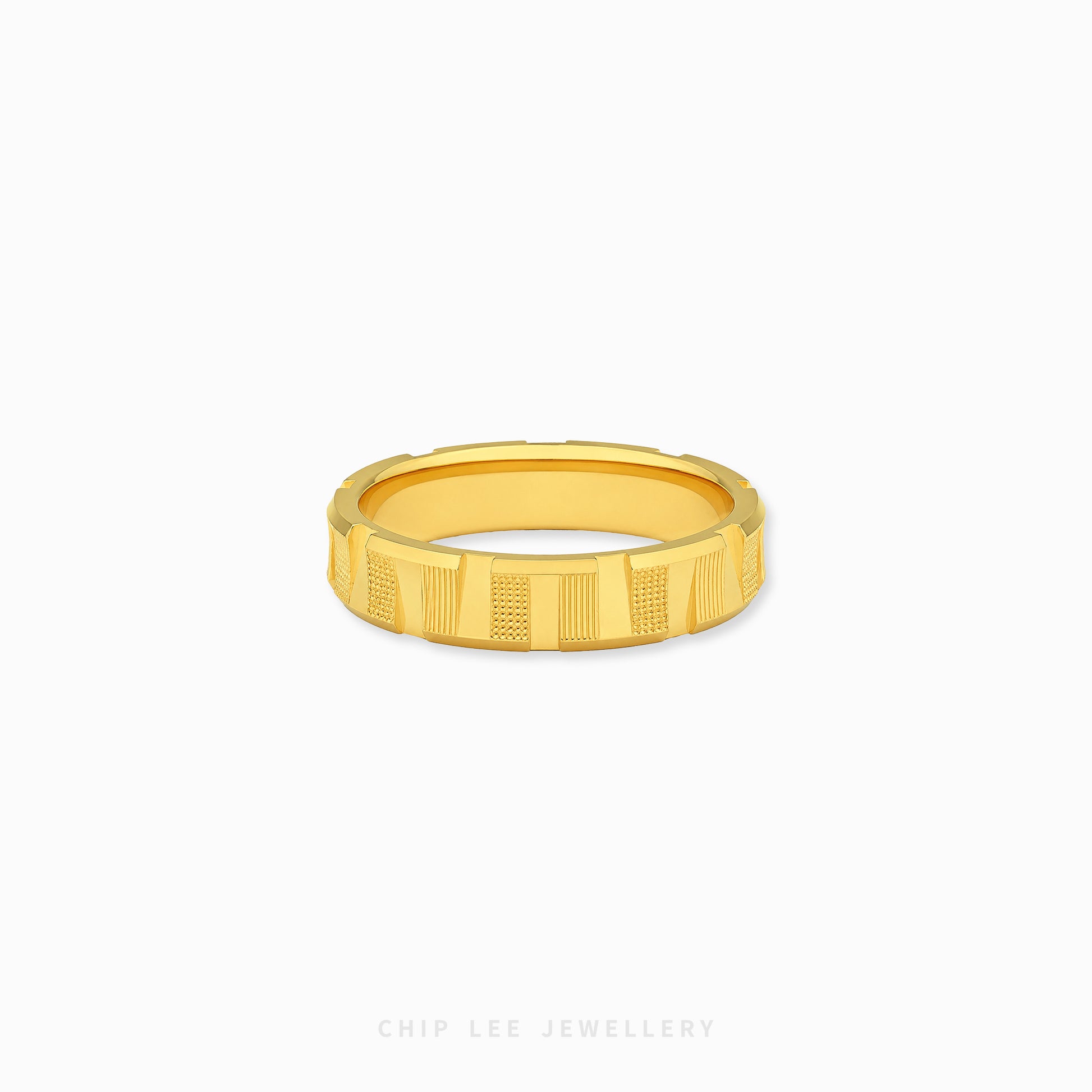 916 gold textured challa ring in 22K gold with classic minimalist band design
