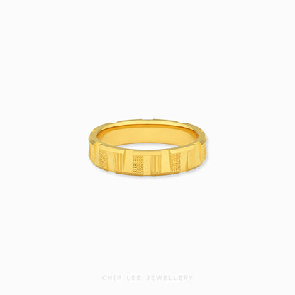 916 gold textured challa ring in 22K gold with classic minimalist band design