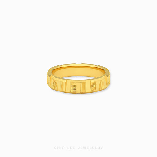 916 gold textured challa ring in 22K gold with classic minimalist band design