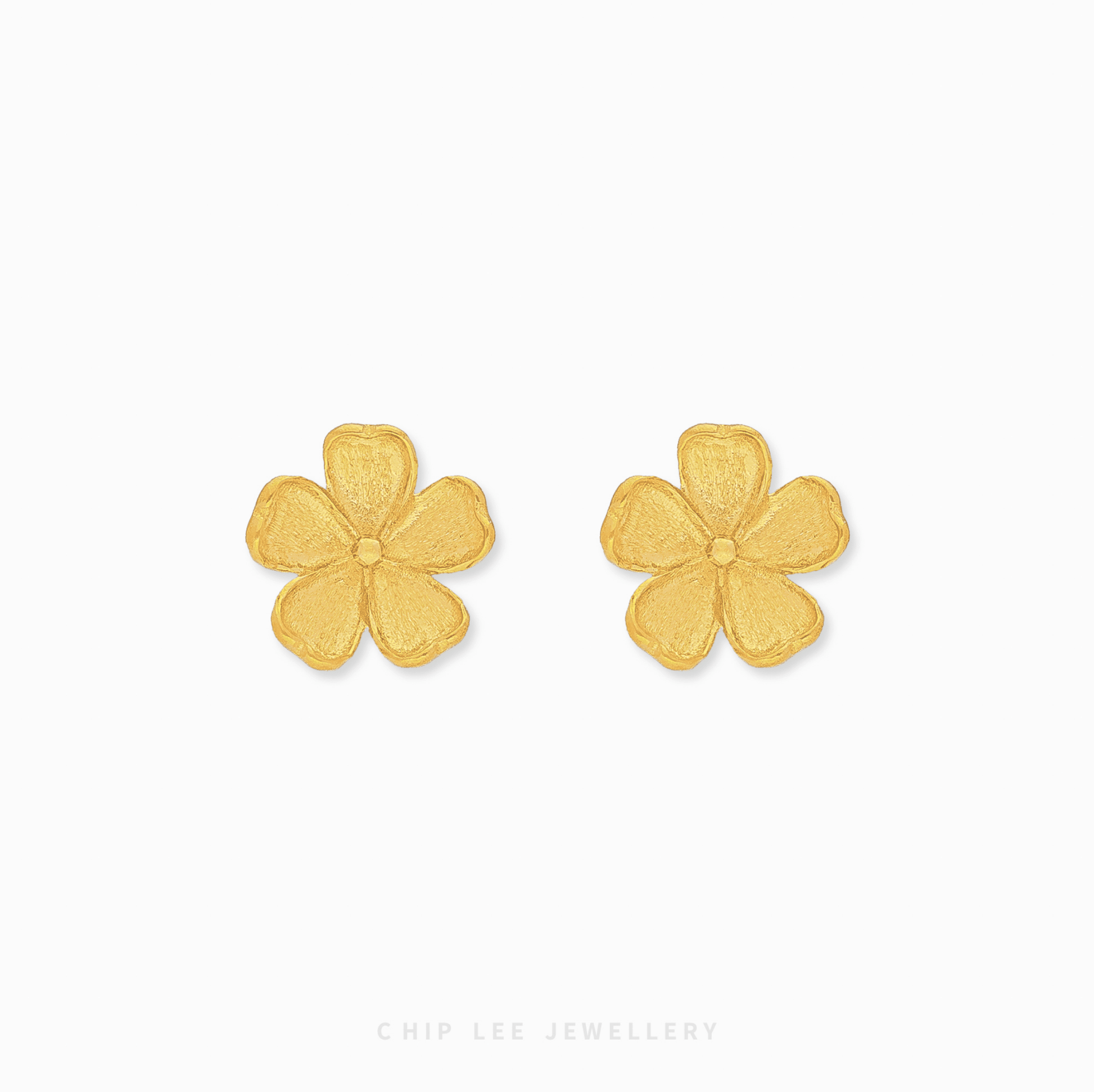 Textured Flora Stud Earrings in 999 pure gold