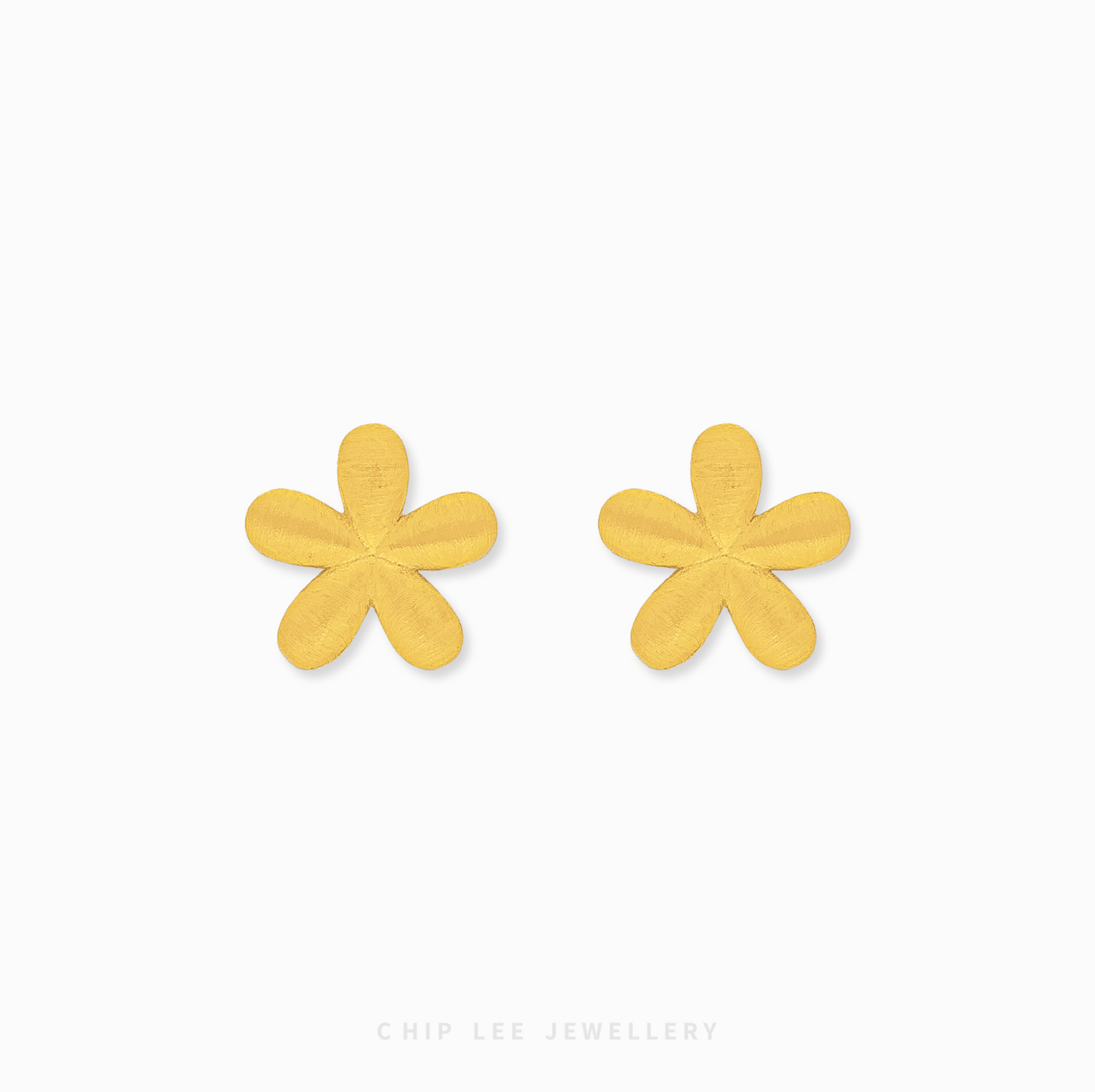Textured Floral Stud Earrings in 999 pure gold