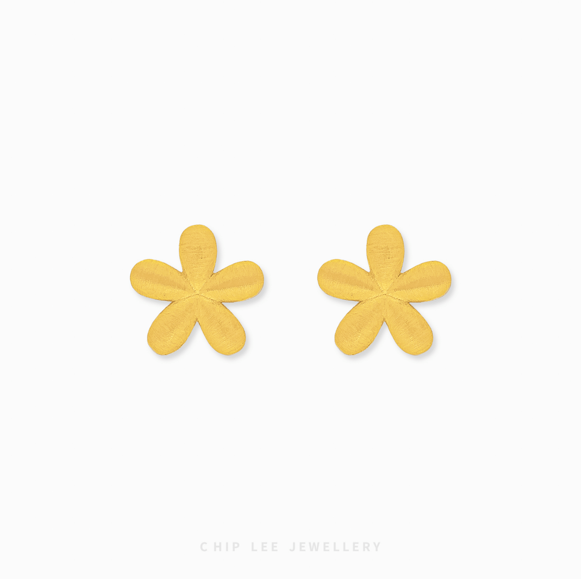 Textured Floral Stud Earrings in 999 pure gold