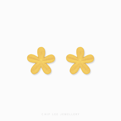Textured Floral Stud Earrings in 999 pure gold