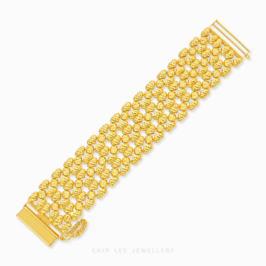 Textured Heart Link Bracelet